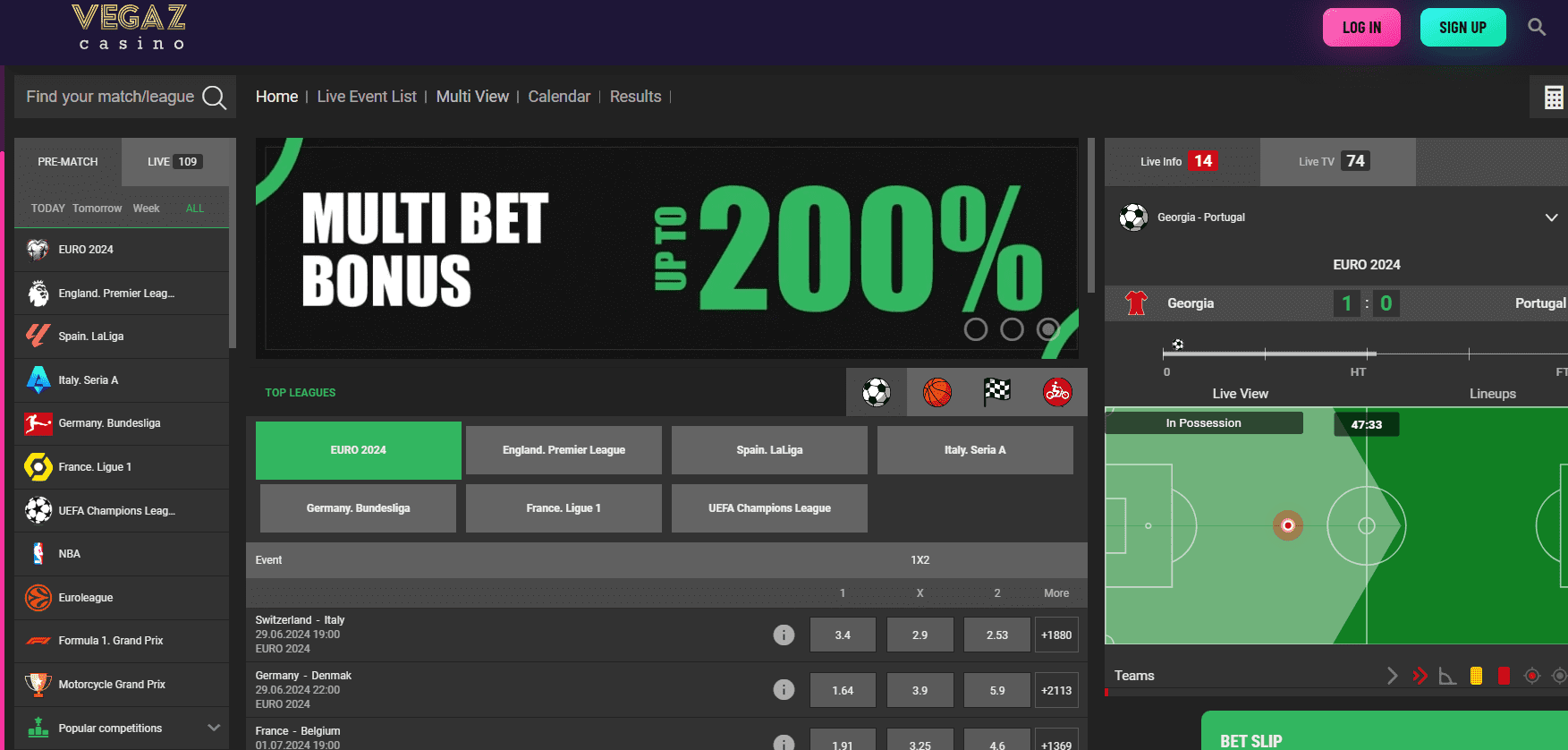 Vegaz Casino sports betting