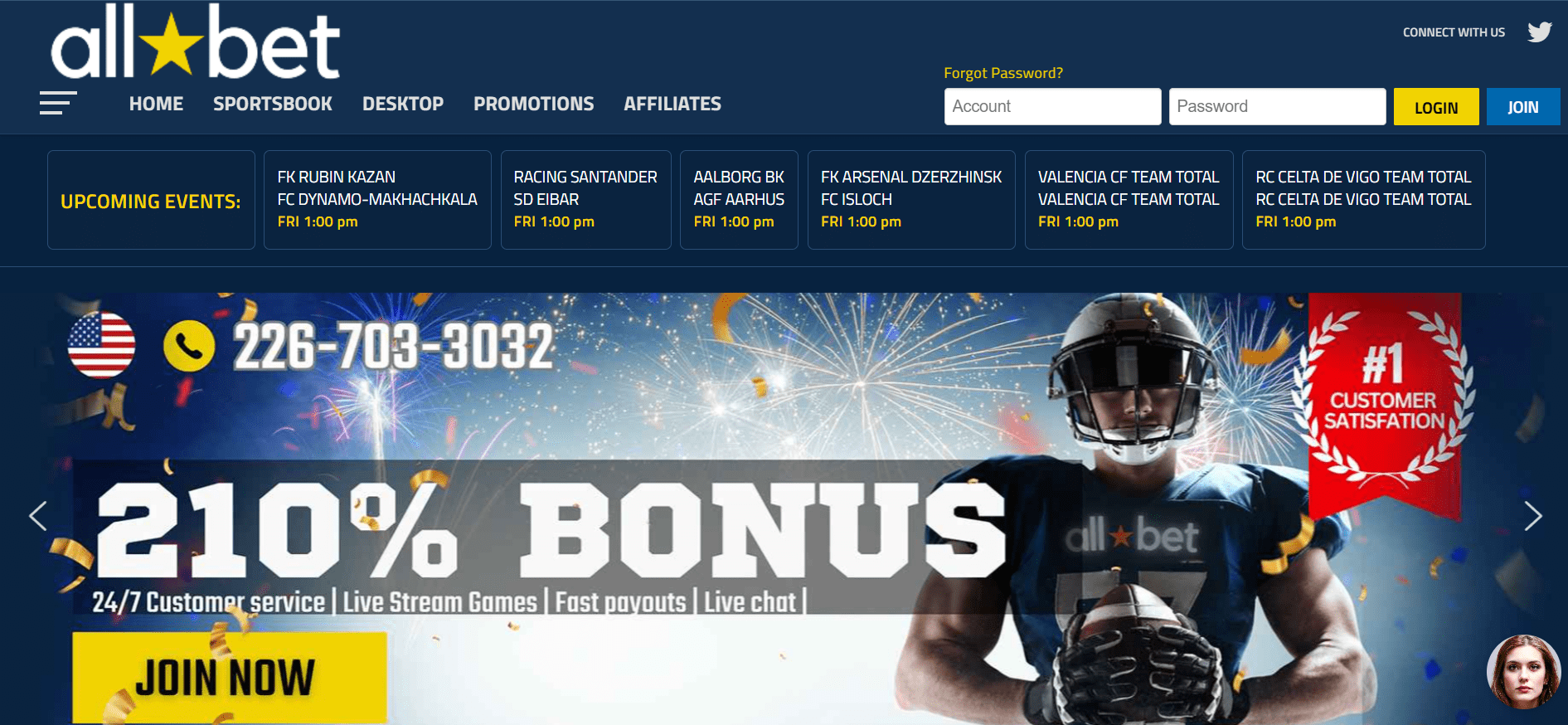 AllBet Landing Page lobby